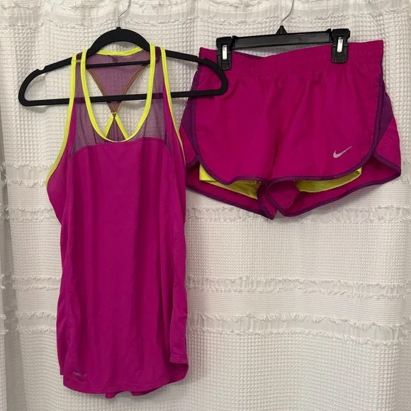 Nike Pink and Yellow Athletic Shorts - Picture 1 of 6